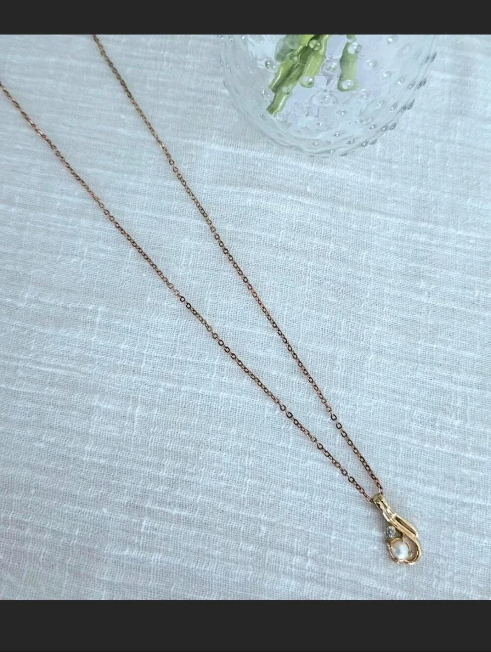 Vintage Gold Plated Pearl Pendant Necklace